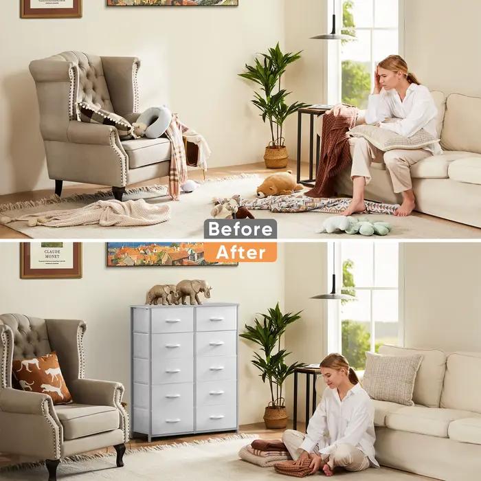 JHK armoires pour chambre à coucher avec 5/7/10 blanc amant tissu tiroirs coffre armoire placard pou