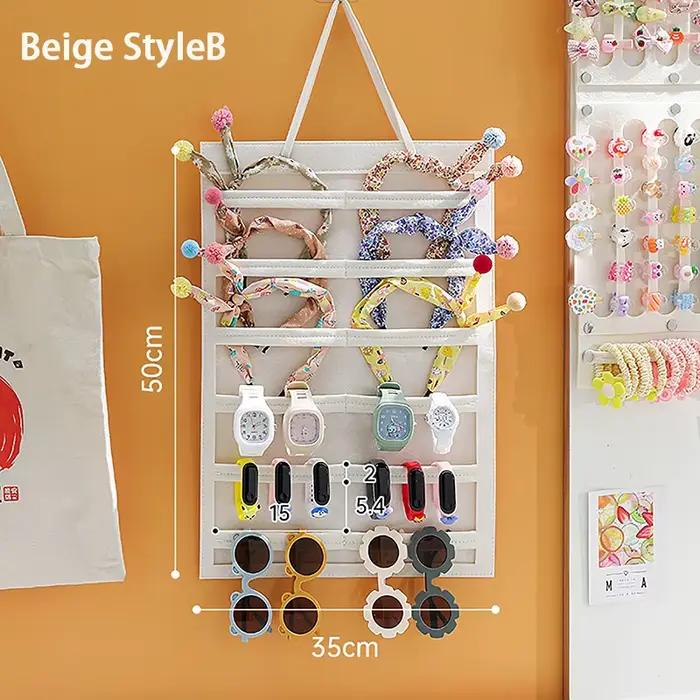 Organisateur mural de rangement pour chambres de filles, accessoire gain de place pour nœuds et pinc