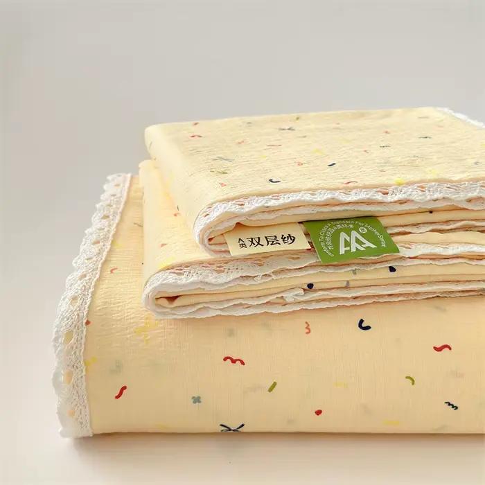 Drap de lit imprimé ours Kawaii, ultra doux, bord en dentelle, respirant, drap plat confortable, dur