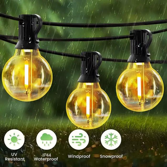 Guirlande lumineuse solaire d'extérieur G40, avec télécommandes, ampoule Globe incassable, étanche I