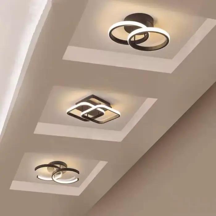 Plafond moderne à LEDs lumière 2 anneaux Design créatif plafonnier luminaires d'intérieur couloir ba