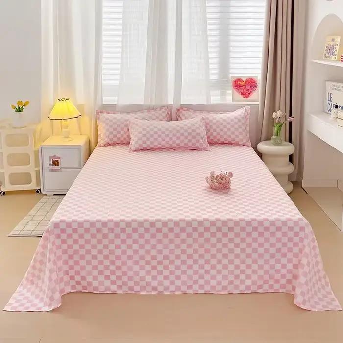 Drap de lit plat en coton lavé, housse de lit solide, simple, Double, Queen, King Size, couvre-lit d