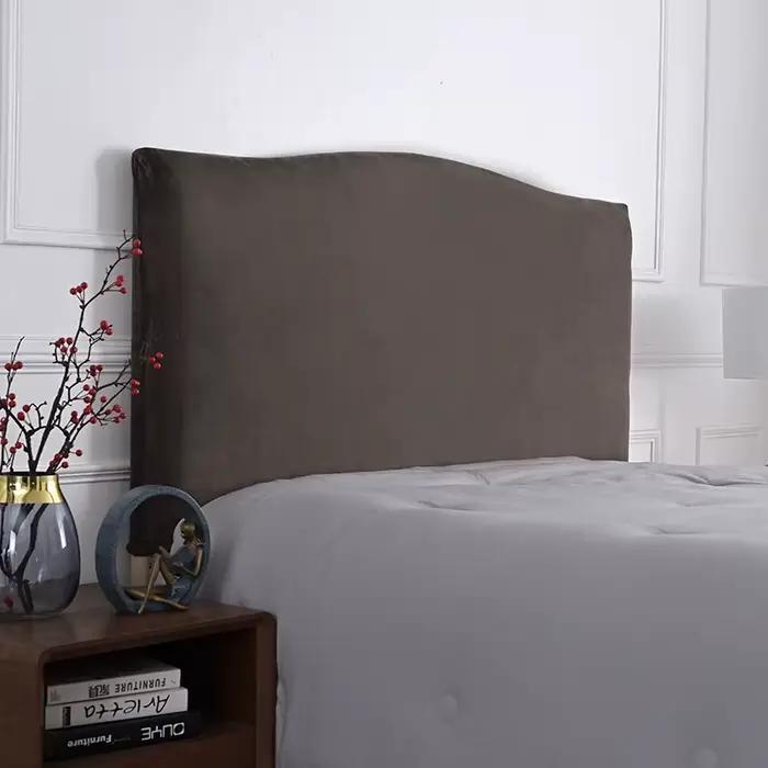 Housse de tête de lit élastique en velours, couvre-tête de lit épais en peluche, gris, bleu, anti-po