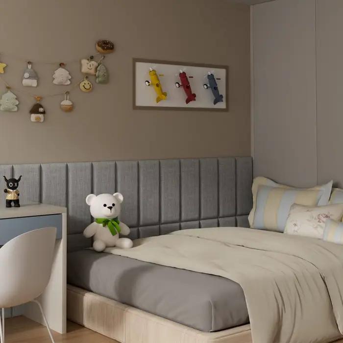 1. Tête de lit murale gris clair pour lit simple, panneaux de rembourrage mural en tissu éponge auto