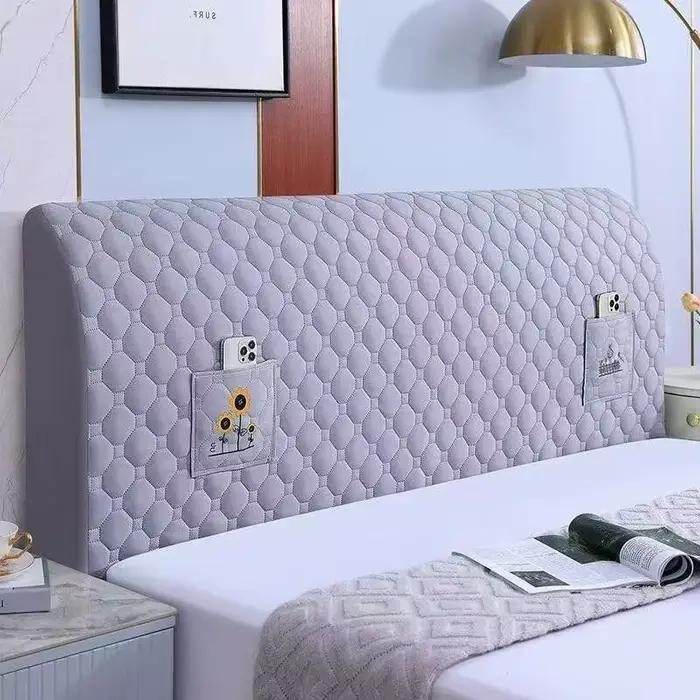 Housse de tête de lit en coton matelassé 3D, enveloppe élastique, épaisse, Anti-collision, coussin d