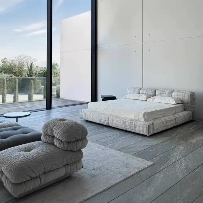 Tête de lit nordique rembourrée, salon double, lit de couchage, cadre minimaliste, Queen Mobili Per 