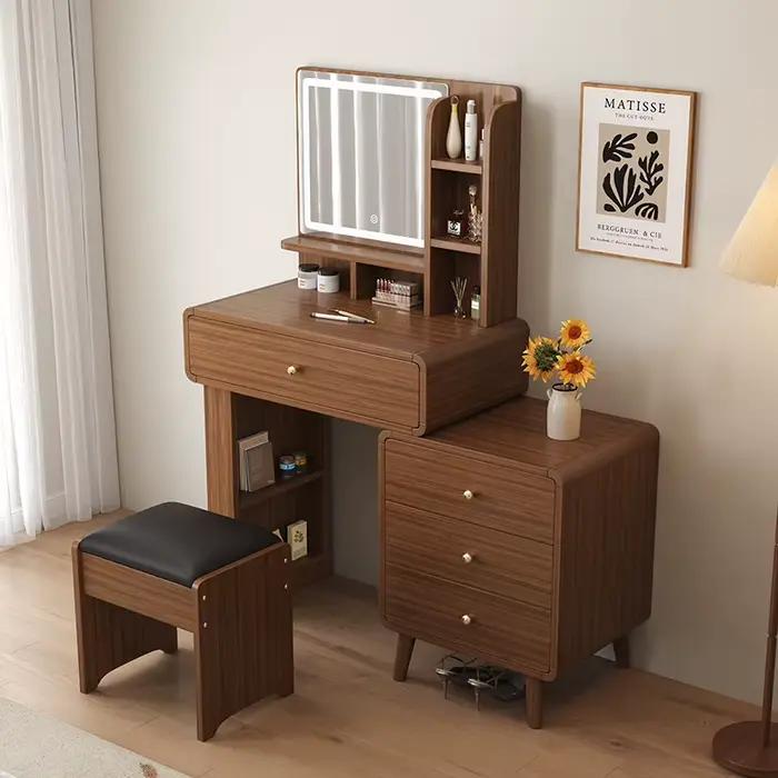 Coiffeuse naturelle rustique de luxe européenne coiffeuse en bois massif Simple minimaliste Tocador 