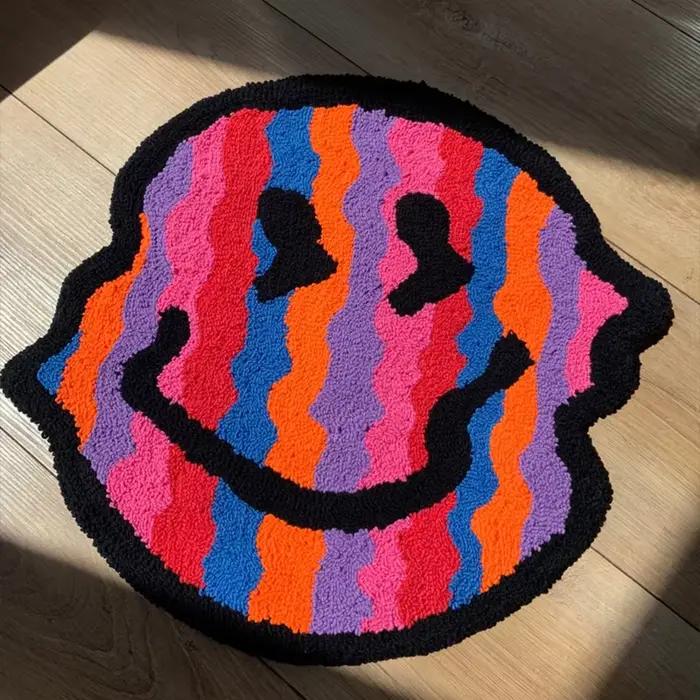 Tapis Tufté Torsadé Souriant, Purely Handmade, Doux, Adapté à la Décoration de Chambre, Moelleux, Ch