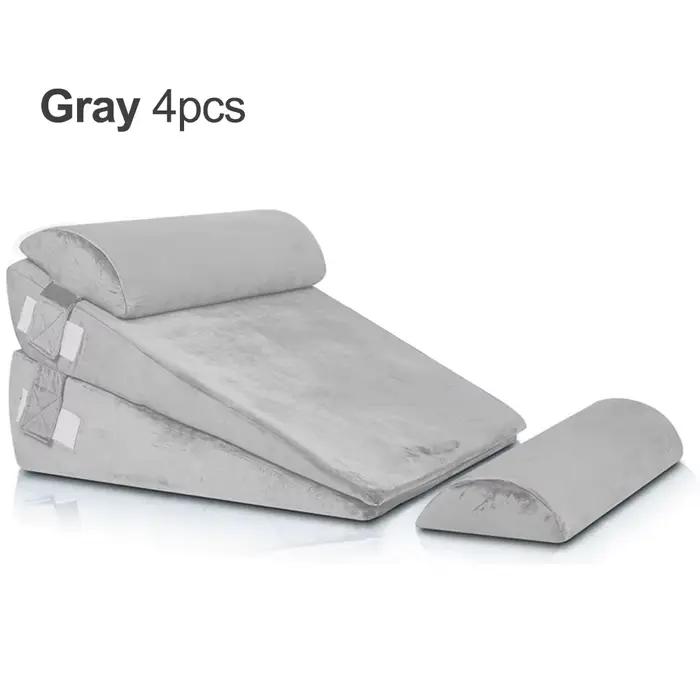 Ensemble de 4 coussins de lit réglables en mousse à mémoire de forme, pour le dos, le cou, les jambe