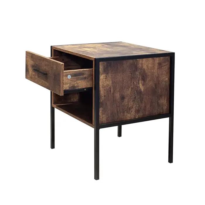 Table de nuit de style industriel, ensemble de 2 pièces