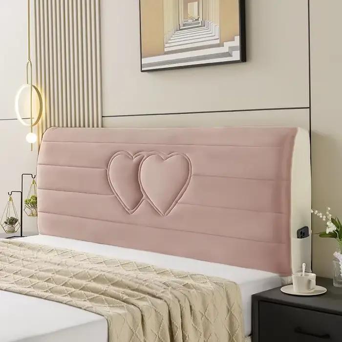 Housse de tête de lit matelassée en velours tout compris, couverture de tête de lit courte en peluch
