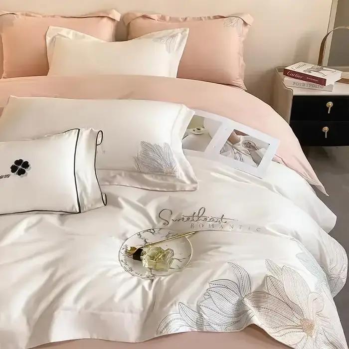 Ensemble de literie brodé 100% coton, Textile de luxe pour la maison, housse de couette, haut de gam