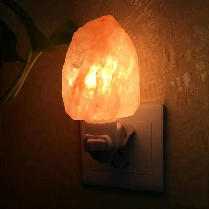 Lampe de chevet murale au sel de l'himalaya, cristal naturel, veilleuse sculptée à la main, décorati