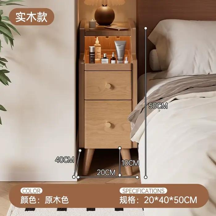 Table de chevet étroite minimaliste en bois massif, Ultra-mince, 20cm, armoire de rangement pour la 