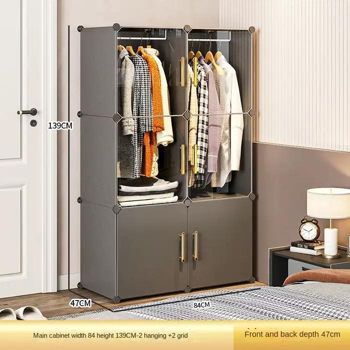 Armoire à Vêtements Robuste et Pliable en Plastique pour Chambre à Coucher, Meuble de Rangement en F