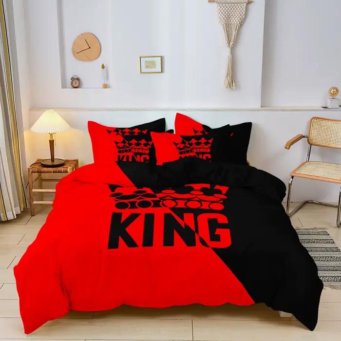 Ensemble de housse de couette à motif de lit King Size gris et noir, ensemble de literie de décorati