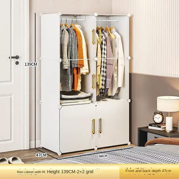 Armoire à Vêtements Robuste et Pliable en Plastique pour Chambre à Coucher, Meuble de Rangement en F