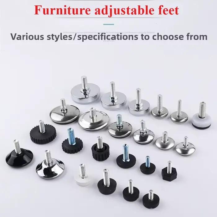Pieds de nivellement, M6, M8, M10, hauteur réglable par vis, diamètre 21mm, 24mm, 27mm, 30mm, 36mm, 