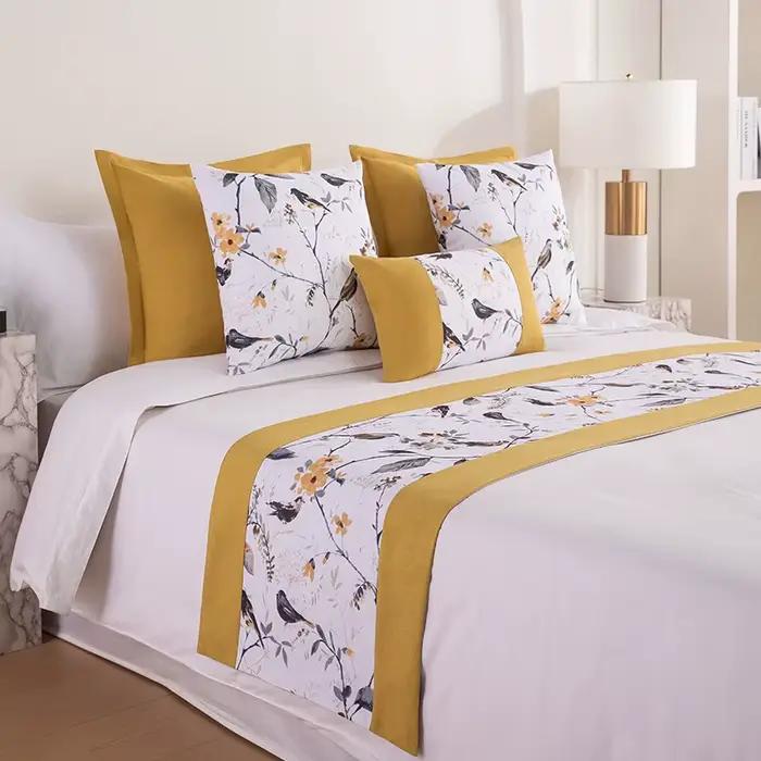 Coureurs de lit en coton et lin, protection de literie, serviette de queue de lit d'hôtel, coussin d