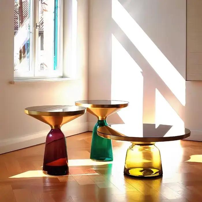 Table de chevet nordique de luxe abordable, table d'appoint de canapé, table basse, verre rond d'int