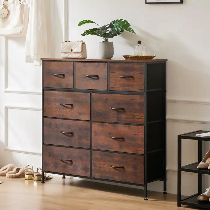 JHK commode pour chambre à coucher avec 9 tiroirs de rangement en tissu armoire grande poitrine orga