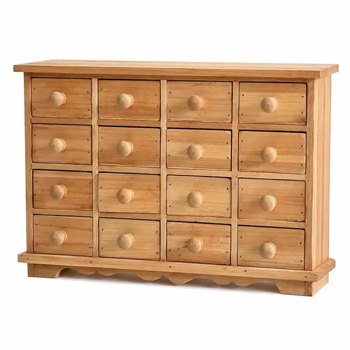 Armoire de rangement miniature à 16 tiroirs en bois, coffre organisateur rustique en cèdre, boîte à 