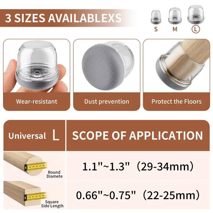 16 protections diagonales en silicone pour pieds de chaise et de table, anti-bruit