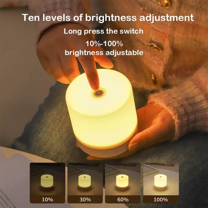 Lampe de chevet LED tactile Rechargeable, 3 couleurs, USB, gradation continue, veilleuse, Protection