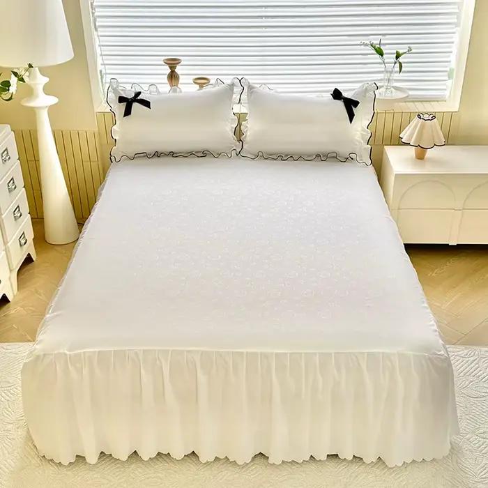 Ensemble de 3 jupes de lit Sweet Princess, housse de matelas Rose, polyester doux pour la peau, déco