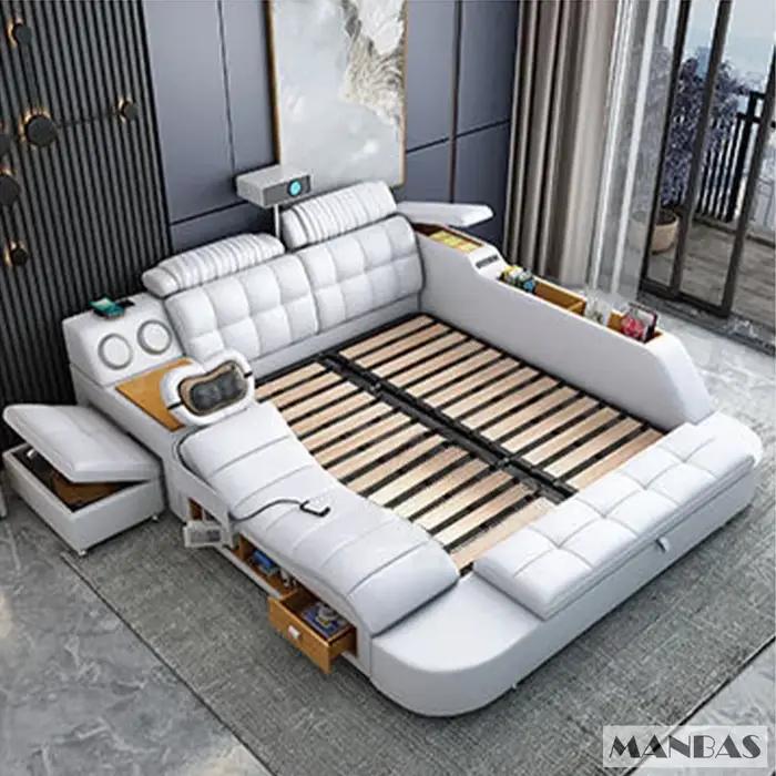 Lit Linlamlim Tech Smart en cuir véritable |   Lits ultimes multifonctionnels |   Lit Tatami de mass