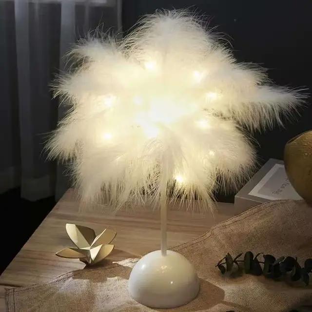 Chambre LED veilleuse plume lampe de Table lampe de chevet moderne décoration de mariage petite lant