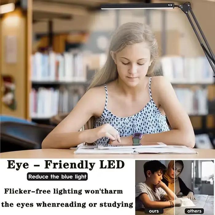 NOUVEAU 2026 Lampe de bureau LED à 3 modes de luminosité réglable avec pince, 10 niveaux de luminosi