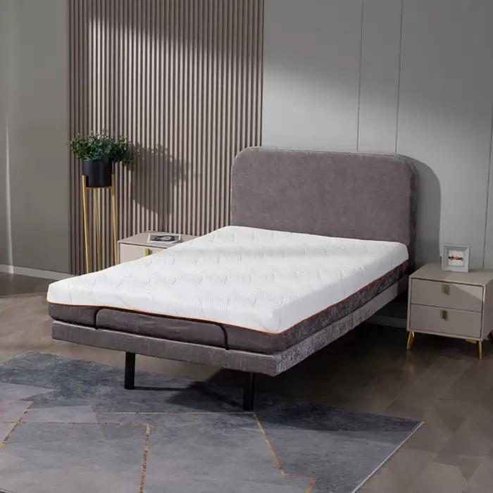 Lit de luxe réglable avec matelas en mousse à mémoire de forme, cadre pliable, base de lit électriqu