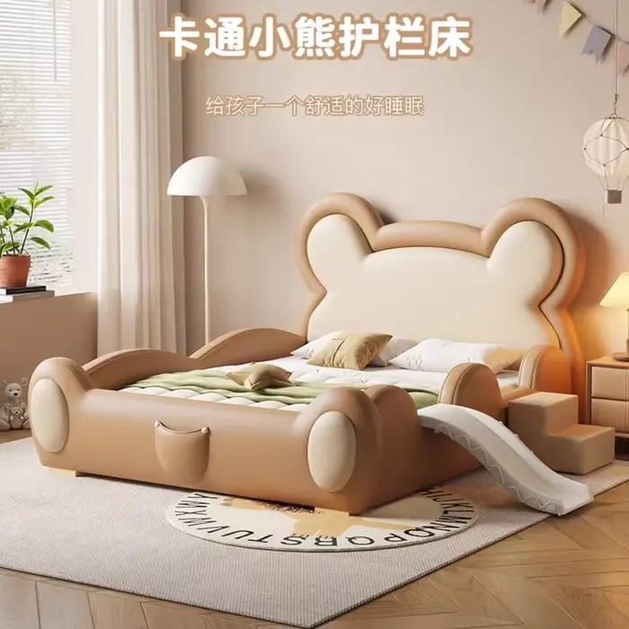 Lit pour enfants 120x200cm, lit garde-corps pour garçons, cadres en bois pour chambre à coucher coul