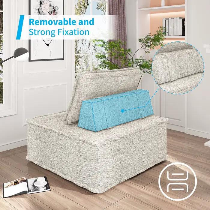 HORGGgland-Fauteuil au sol sans accoudoirs, canapé modulaire avec coussin de dossier parfait, petit 