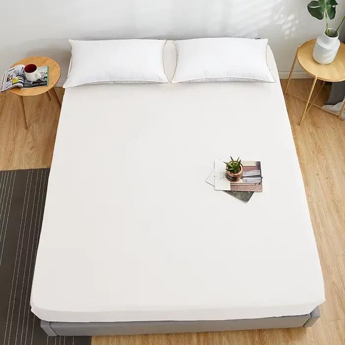 Drap-housse en coton avec bande élastique, drap de lit simple, Double, Queen Size, couleur unie, hou