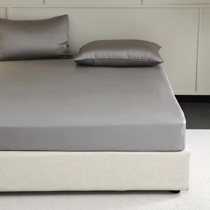 Drap-housse en soie de mûrier avec élastiques, housse de matelas de luxe, tailles simple, double, ki