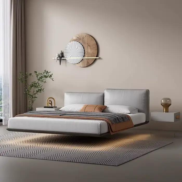 Tête de lit de luxe nordique rembourrée, commode de lit de couchage moderne pour enfants, ensemble d