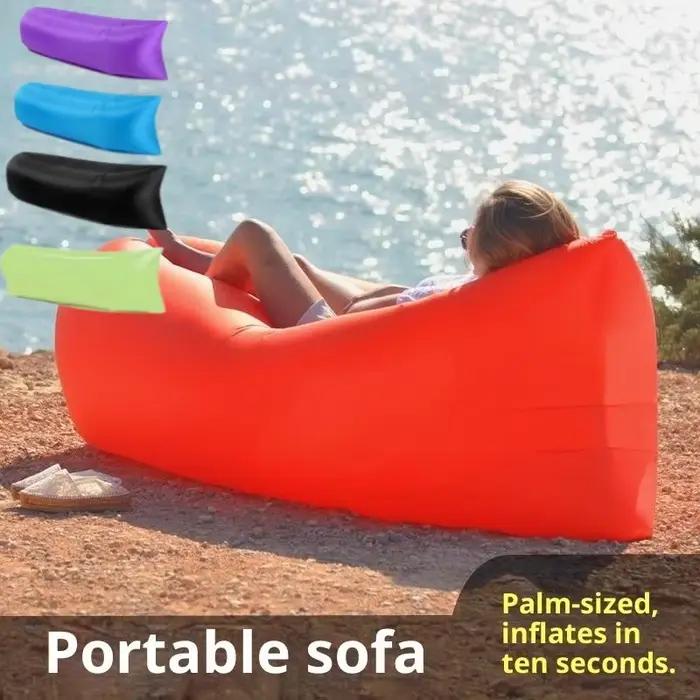 Canapé gonflable portable et pliable pour l'extérieur, lit de repos individuel à gonflage rapide, id