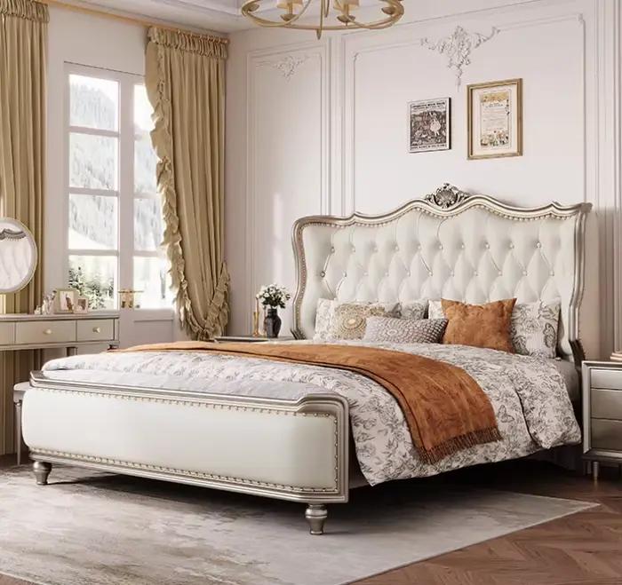 Tiroir rembourré lit nordique fantaisie cadre De rangement lit Double grand Cama De Lujo Para dortoi