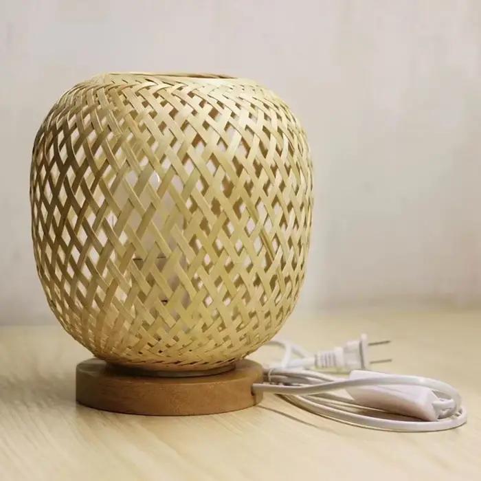 Lampe de Table en Bambou et Rotin, Faite à la Main, Style Chinois, pour oral et, Bureau, Chambre à C