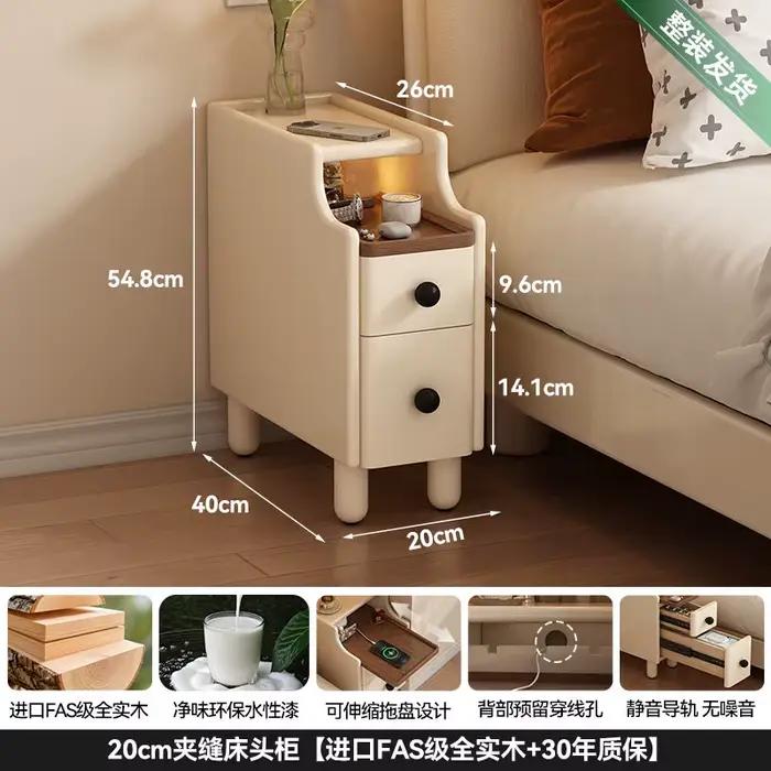 Table de chevet à poignées rondes, pieds minimalistes, tiroirs, en bois, pour chambre à coucher, acc