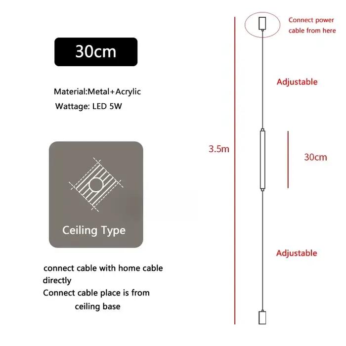 Italie Design chambre chevet LED lampadaires acrylique longue ligne lumière moderne noir hôtel salon