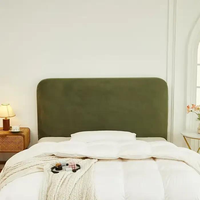 Housse de tête de lit extensible, en velours doux, de luxe, tout compris, couleur unie, protection c