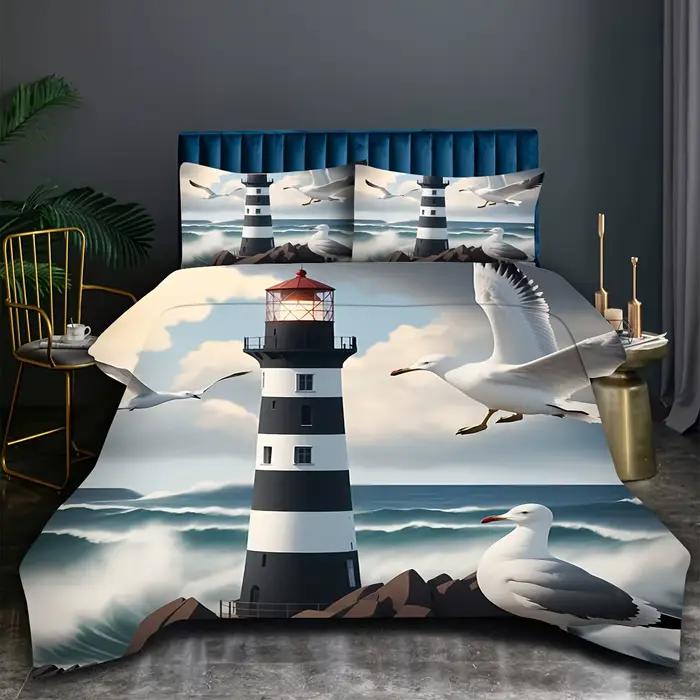 Ensemble de housse de couette avec beau paysage, ensemble de literie doux, simple, Double, Queen Siz