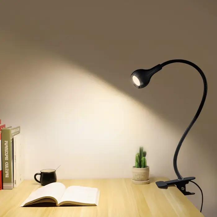 Lampe LED à clipser pour Table de lit, lampe de lecture, alimentée par USB, Flexible, pliable, veill