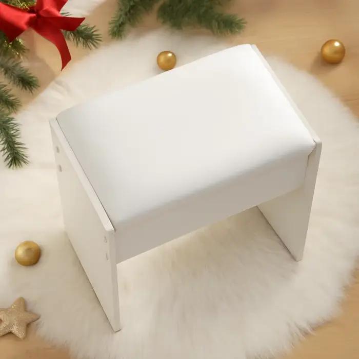 Tabouret de coiffeuse blanc minimaliste avec coussin doux