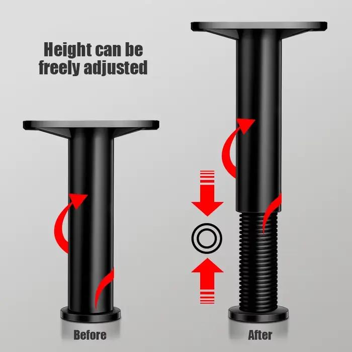 Pied de support Rap-Duty réglable télescopique pour cadres de lit et meubles, acier plastique robust