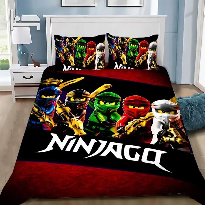 Ensemble de literie 3 pièces, housse de couette, taie d'oreiller, pour jeu N-Ninjagos, décoration de