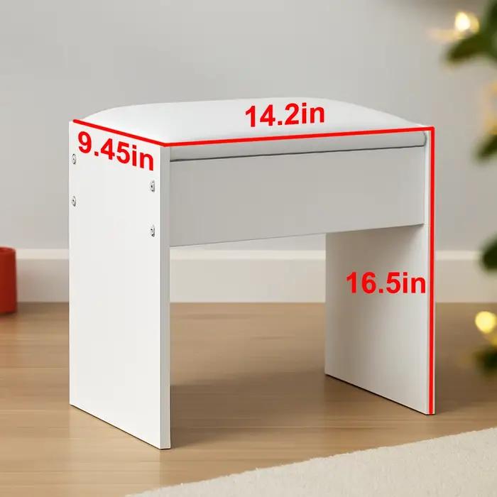 Tabouret de coiffeuse blanc minimaliste avec coussin doux